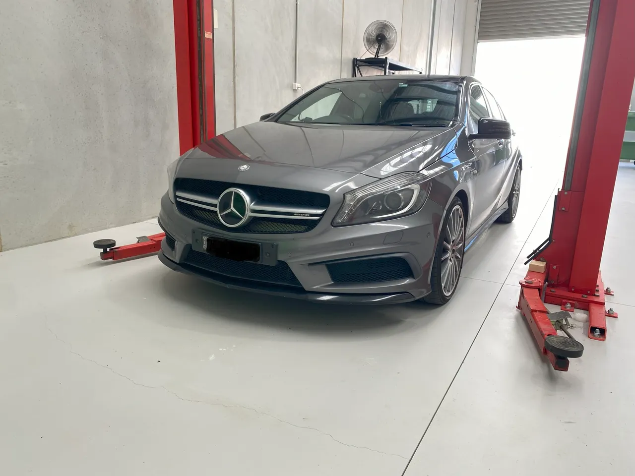 Mercedes-Benz in a service bay
